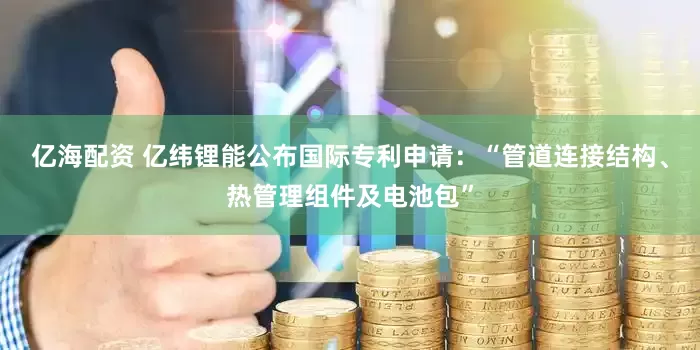 亿海配资 亿纬锂能公布国际专利申请：“管道连接结构、热管理组件及电池包”
