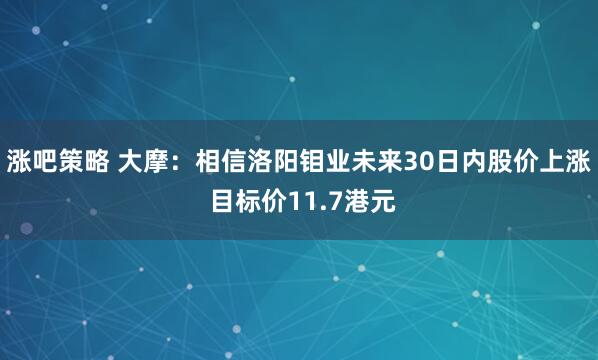 涨吧策略 大摩：相信洛阳钼业未来30日内股价上涨 目标价11.7港元